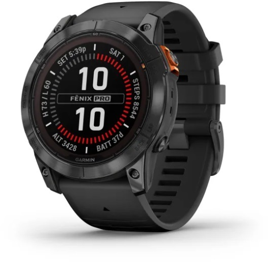 Chytré hodinky Garmin fēnix 7X Pro Solar - Gray / Black Silicone Band Garmin fēnix 7X Pro