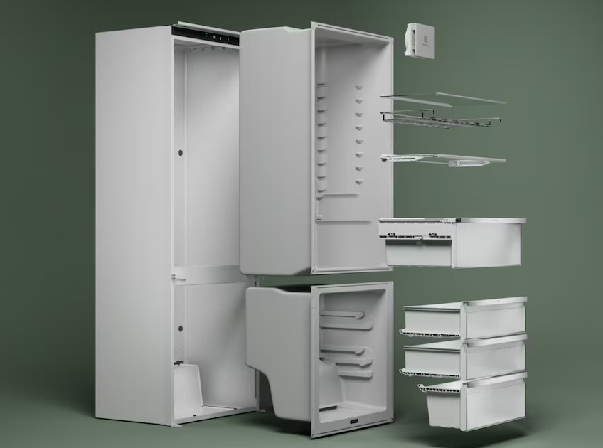 Jednotlivé díly lednice Electrolux.