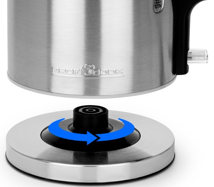 Detail středového konektoru otočné základny 360° konvice ProfiCook WKS 1321