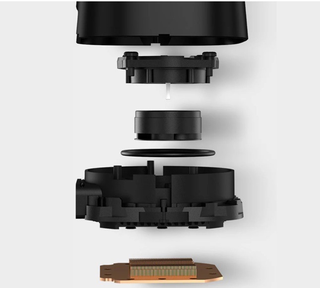 Vodní chladič DeepCool LE520 bílý Detail konstrukce chladiče DeepCool LE520.