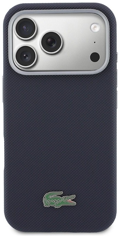 Kryt na mobil Lacoste PVC Petit Pique Semi Wrap MagSafe na Apple iPhone17 Pro Max v tmavě modrém provedení
