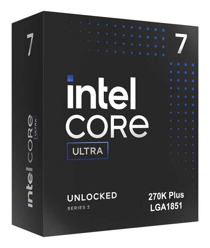 Procesor Intel Core Ultra 7 270K Plus Krabice procesoru Intel Core Ultra 7 270K Plus s označením Ultra, odemčená edice pro socket LGA1851