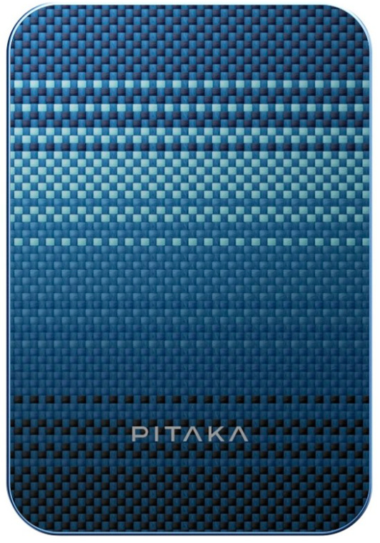 Powerbanka Pitaka Moonrise Qi2 5 000 mAh v modré barvě s aramidovým povrchem