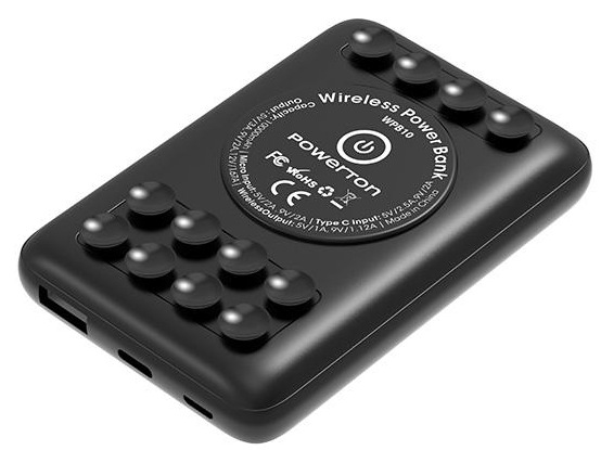 Powerbanka Powerton 5 000mAh, bezdrátové nabíjení černá Powerbanka Powerton 5 000mAh, bezdrátové nabíjení černá