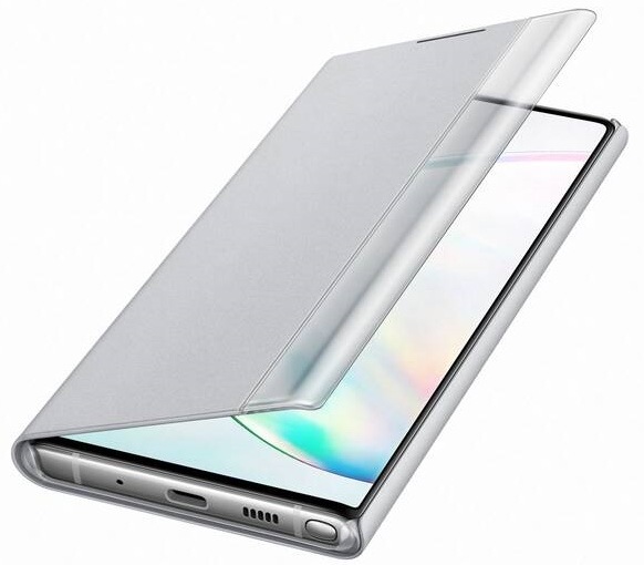 Pouzdro na mobil flipové Samsung Clear View na Galaxy Note10 stříbrné