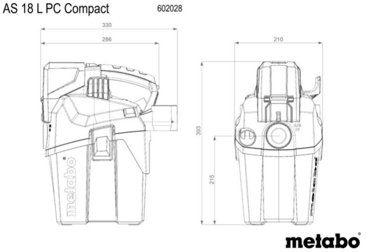 Průmyslový vysavač Metabo 60202885 AS 18 L PC Compact (bez baterie)