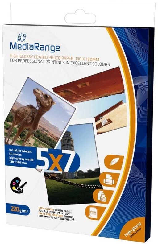 Fotopapír MediaRange 13x18 50 listů 220g lesklý inkoust