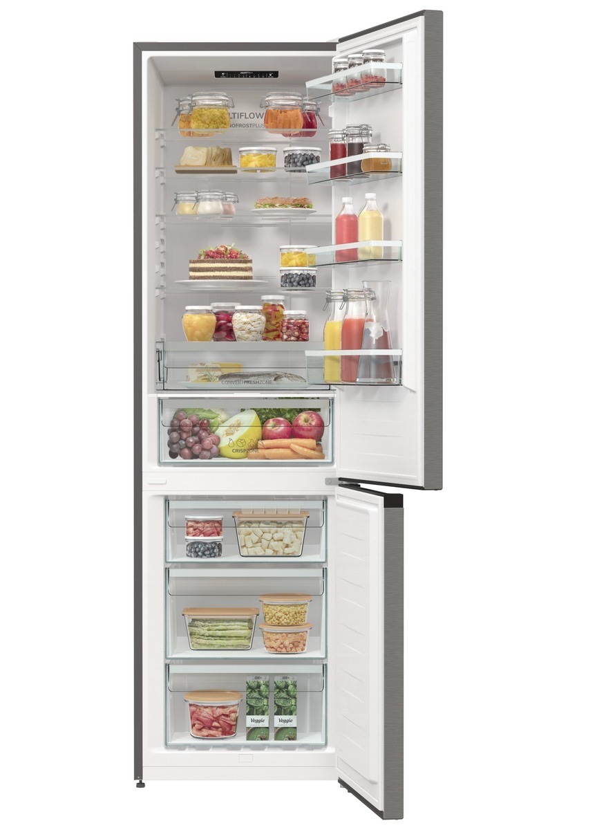Kombinovaná chladnička Gorenje N62CS2XL4, nerez, AdaptTech technologie zajišťuje úsporu energií a napomáhá k prodlužení čerstvosti potravin