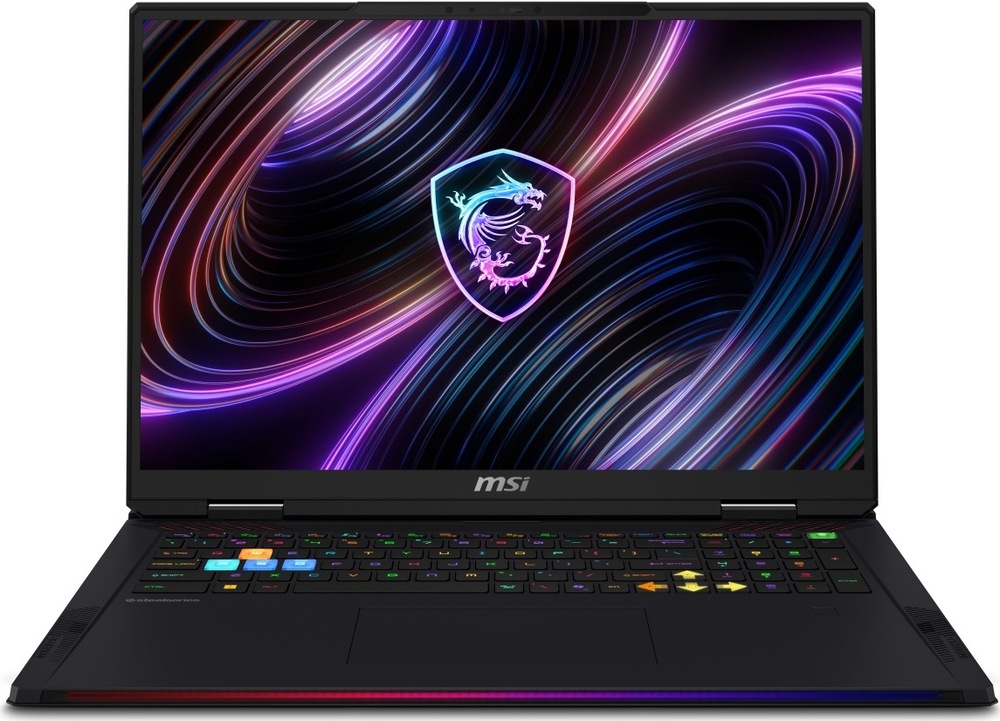 Notebook MSI Raider 18 Max HX A2WI-1042CZ černý Čelní pohled na otevřený herní notebook MSI Raider 18 Max HX A2W s velkým displejem a vysokým rozlišením