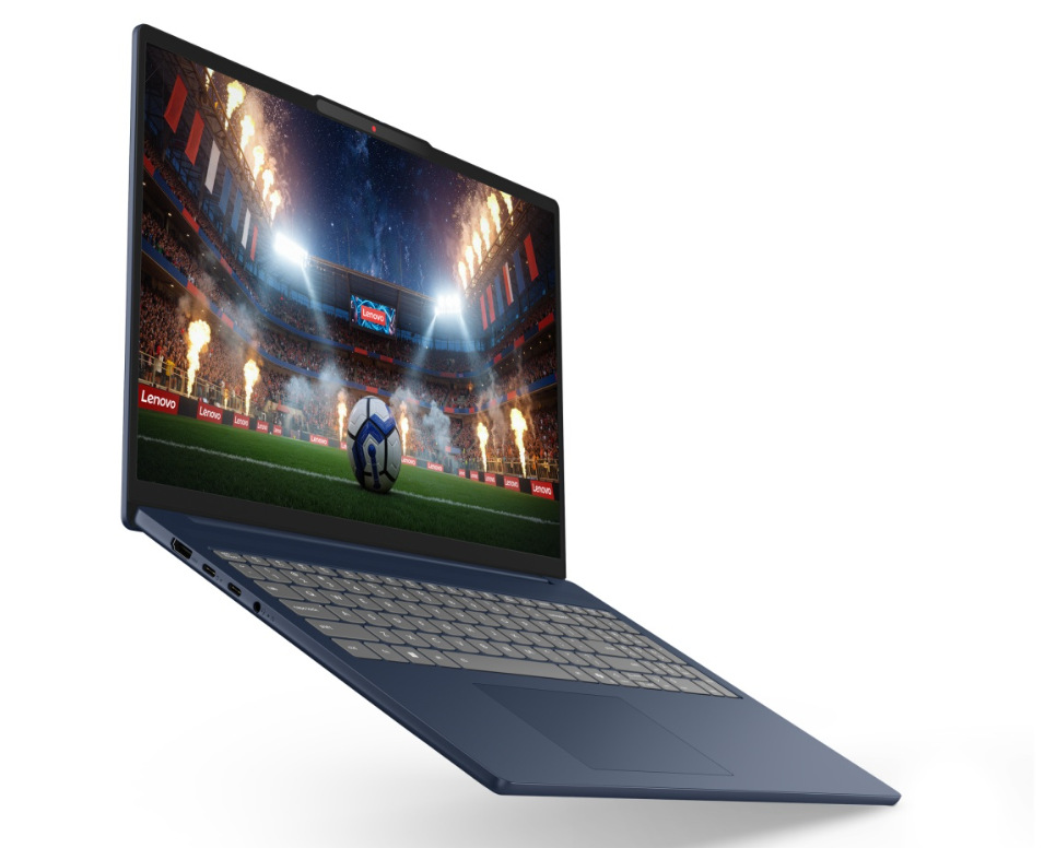 Otevřený a zapnutý notebook Lenovo IdeaPad Slim 5 16IPH11 otočený doprava