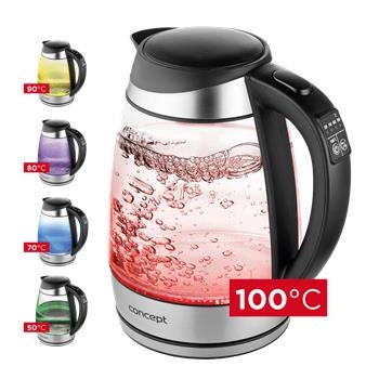 Rychlovarná konvice Concept RK4120 černá/sklo Regulace teploty
