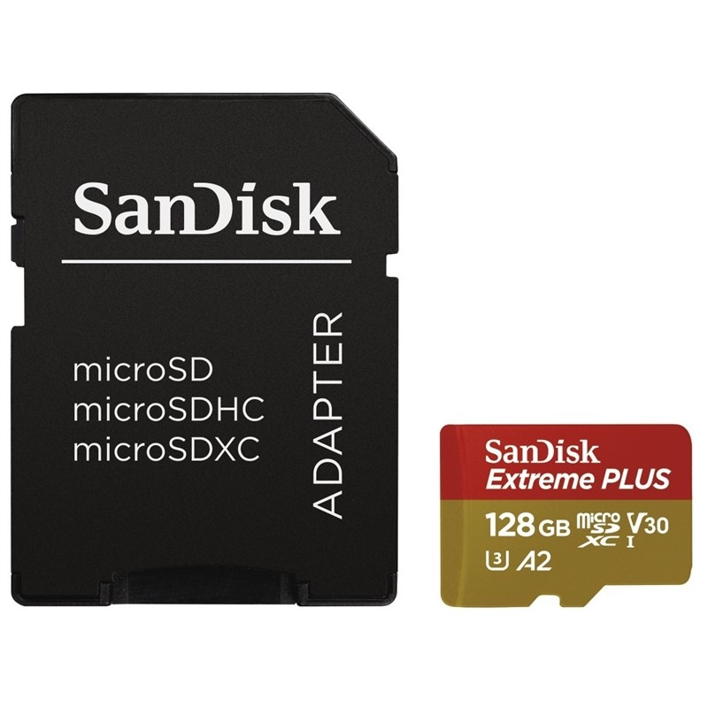 Paměťová karta SANDISK Micro SDXC Extreme Plus 128GB UHS-I U3 (170R/90W) + adapter