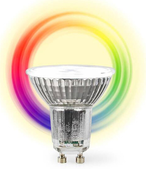 Chytrá žárovka Nedis SmartLife bodová, Wi-Fi, GU10, 345 lm, 4.9 W, RGB / Teplá - studená bílá