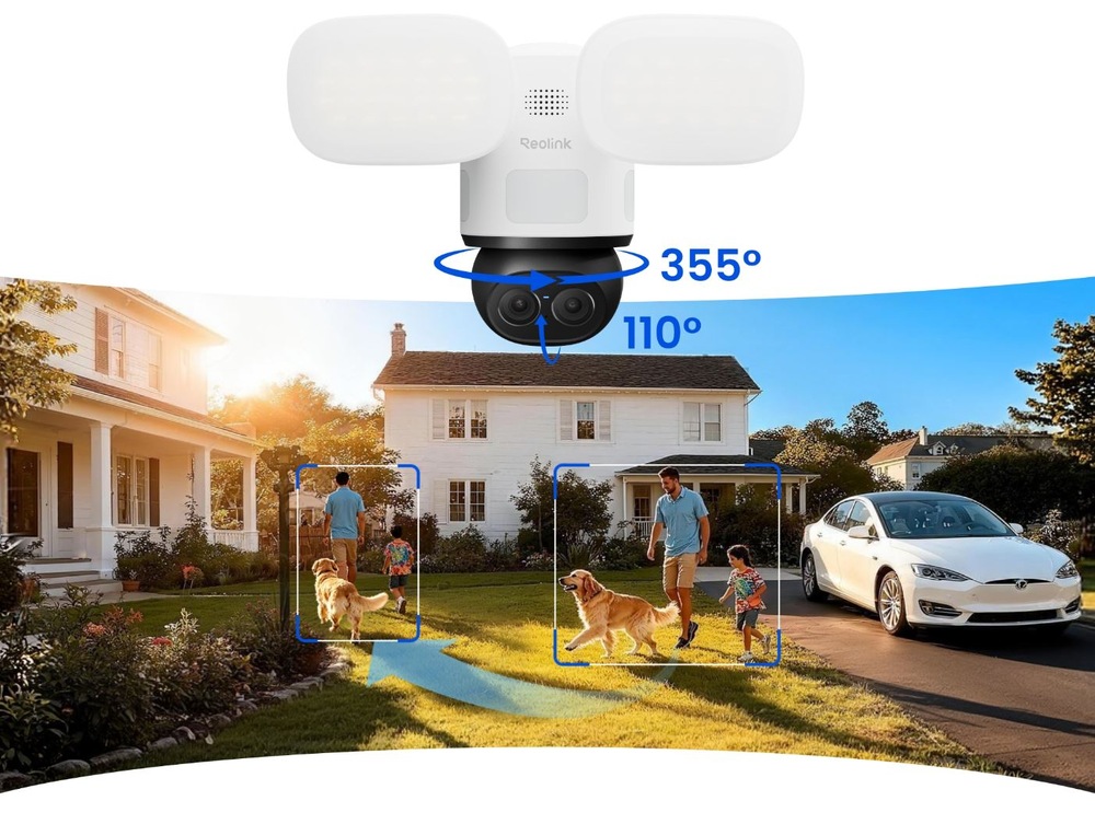 IP kamera Reolink Floodlight Series F850W záběr 355°