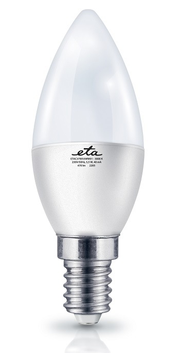 Žárovka LED ETA EKO LEDka svíčka 5,5W, E14, teplá bílá žárovka ETAC37W55WW01 teplá bílá