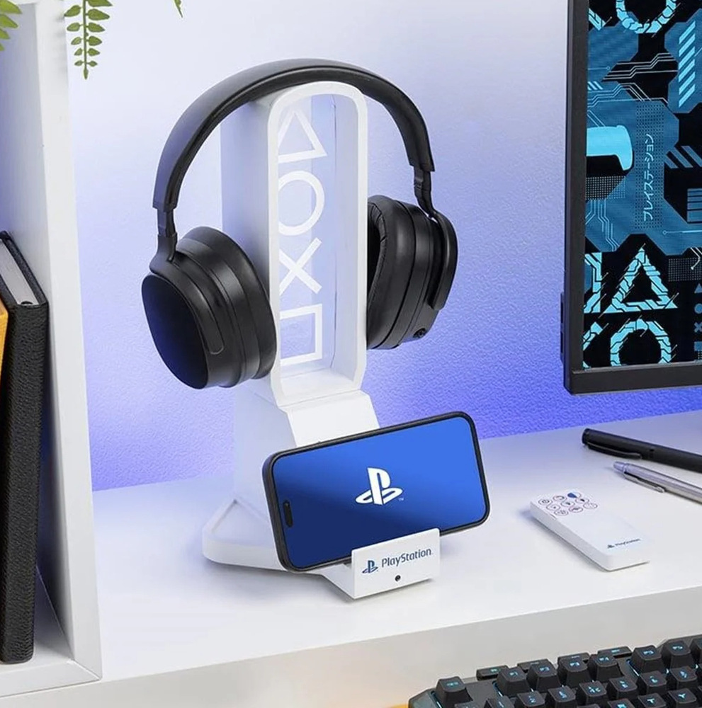 Stojánek Alltoys Playstation Headset Stand LED Light Stojan se sluchátky a mobilním telefonem.