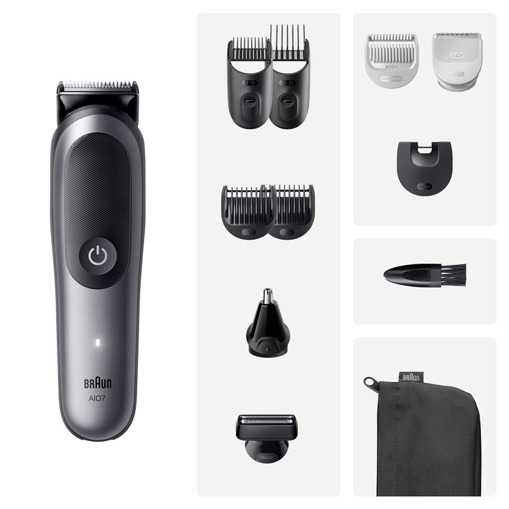 Zastřihovač multifunkční Braun Series 7 AIO7540 šedý Nástavce ke strojku Braun AIO7540 Series 7