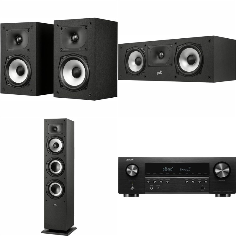 AV Receiver Denon AVCS-670 + repro Polk MXT60/MXT30C/MXT15, černá barva