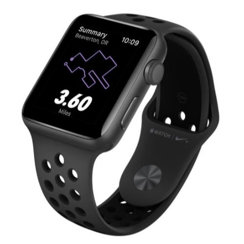 Chytré hodinky Apple Watch Nike+ Series 3 GPS 38mm pouzdro z vesmírně šedého hliníku - antracitový/černý sportovní řemínek Nike