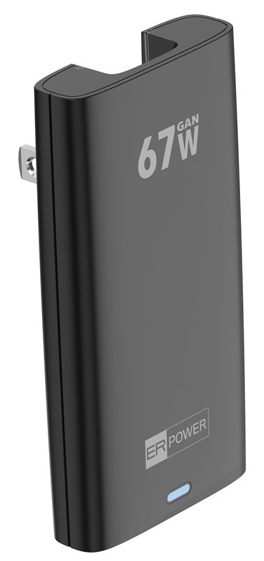 Cestovní adaptér ERPOWER Dual Travel Slim 67W, 1xUSB-C/1xUSB-A černý