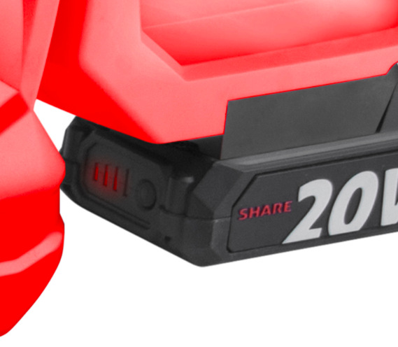 Detail Li-ion baterie EXTOL SHARE20V s indikátorem nabití u nůžek Extol Premium 8891932