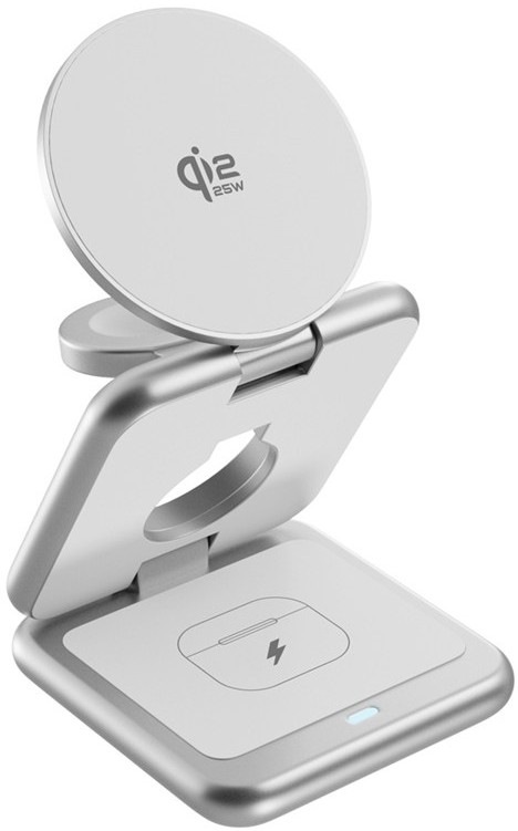 Bezdrátová nabíječka Epico UltraBase Qi2 25W 3in1 Fold kovový Mag+ EF60 nabije 3 zařízení současně