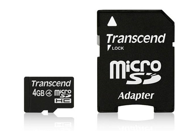 Paměťová karta Transcend MicroSDHC 4GB Class4 + adapter černá