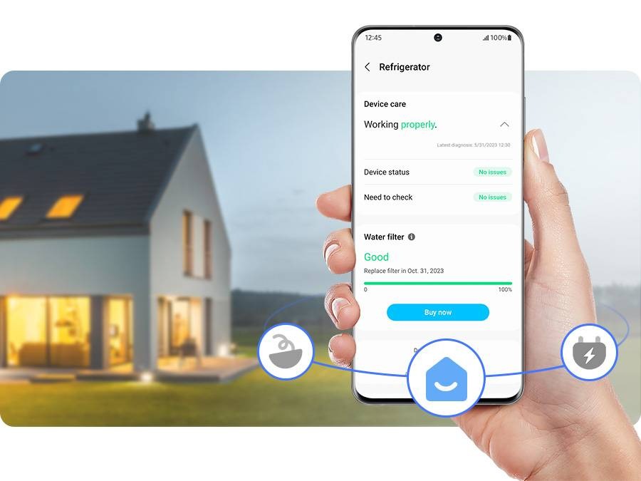 Aplikace SmartThings Energy na mobilním telefonu