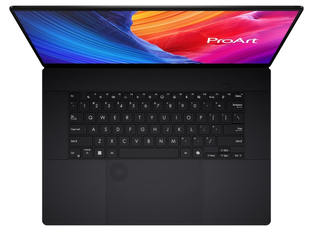 Notebook Asus ProArt P16 černý Pohled shora na klávesnici notebooku Asus ProArt P16