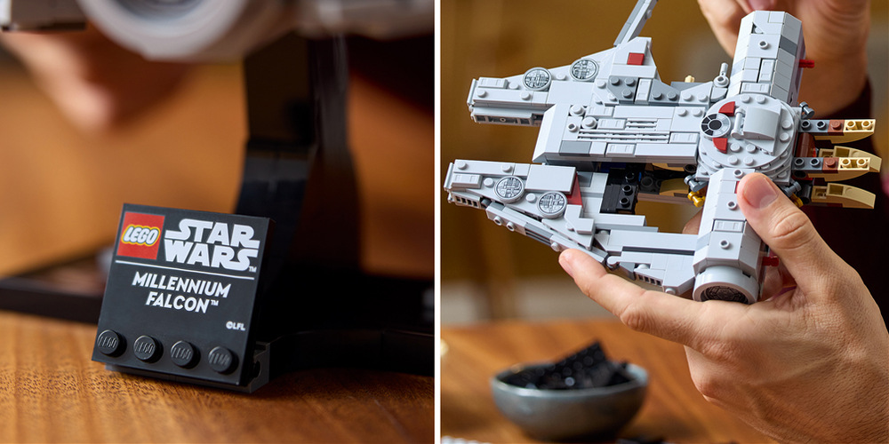 Stavebnice LEGO® Star Wars™ 75375 Millenium Falcon™ Model s 921 dílky nabízí kreativní projekt pro fanoušky Star Wars a díky aplikaci LEGO Builder usnadňuje stavění.