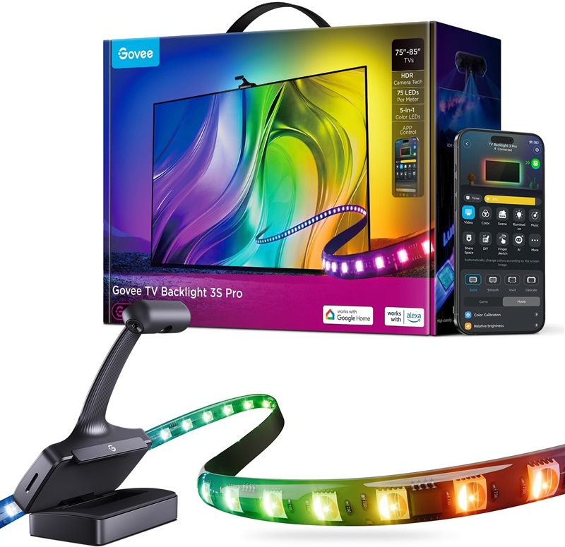 LED pásek Govee TV Backlight 3 Pro 75-85" RGBIC, délka 3,2 m