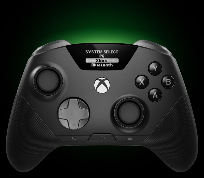 Gamepad SteelSeries Aeon Pro černý Černý gamepad SteelSeries Aeon Pro s nabídkou výběru PC, Xboxu a Bluetooth na OLED displeji.
