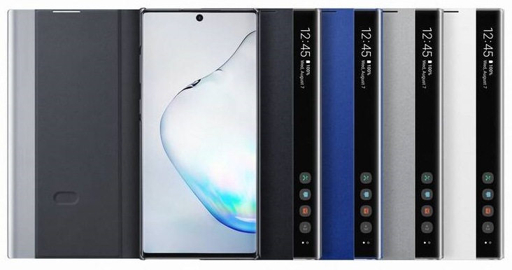 Pouzdro na mobil flipové Samsung Clear View na Galaxy Note10+ stříbrné