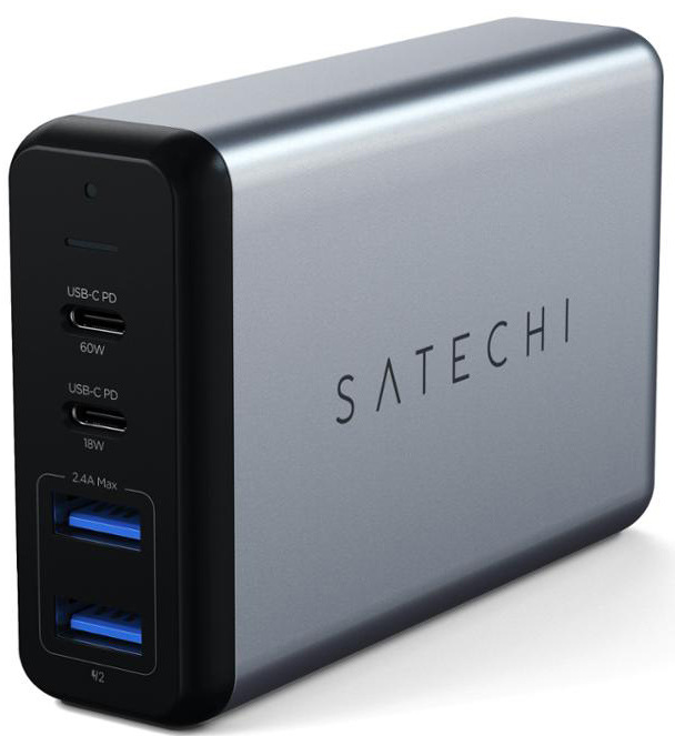 Nabíječka do sítě Satechi 75W Dual PD Travel Charger (2x USB,1x USB-C PD 18W,1x USB-C PD 60W) šedá