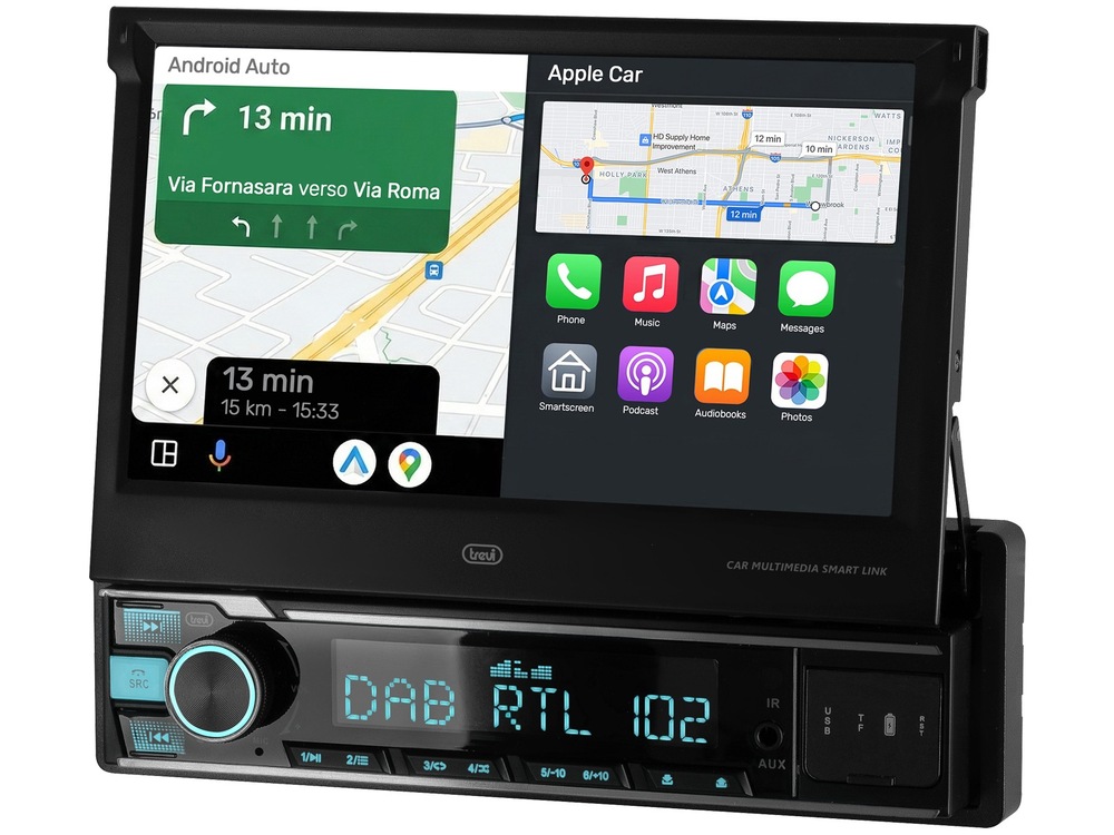 Autorádio Trevi MDV 6390 DAB pohled na displej z boku