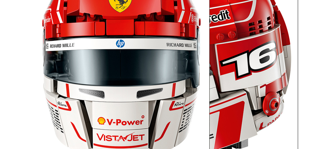 Stavebnice LEGO® Editions 43014 Helma Charles Leclerc ze Scuderia Ferrari HP Helma inspirovaná Charlesem Leclercem kombinuje závodní vzhled Ferrari s osobními detaily a charakteristickými prvky jezdce.