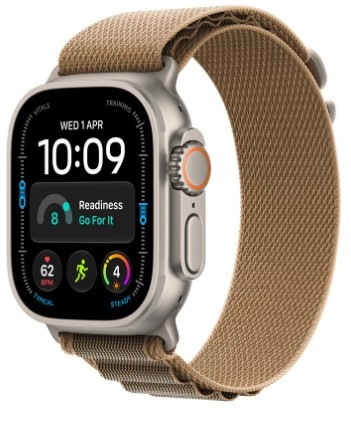 Chytré hodinky Apple Watch Ultra 4 GPS + Cellular 49 mm přírodní titan, pouštní alpský tah - L