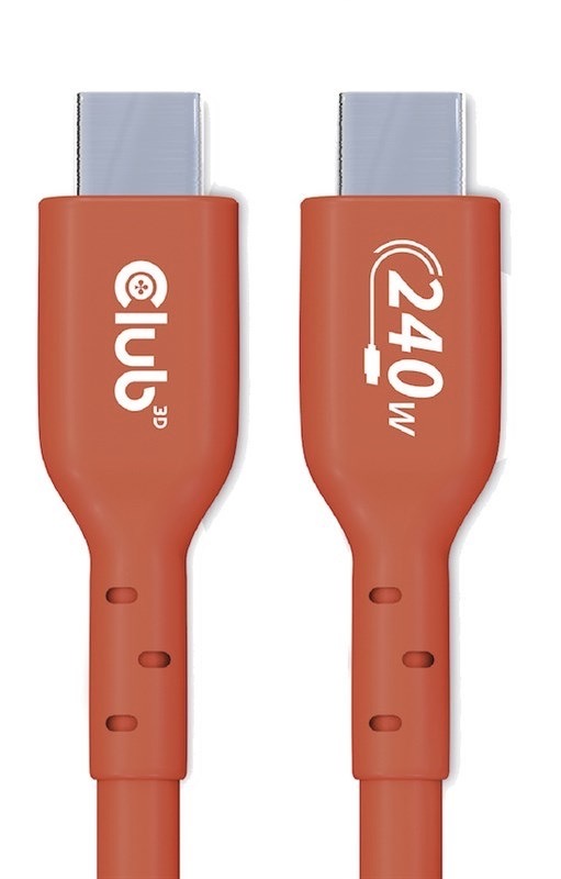 Kabel Club3D USB-C 240W, 4m červený