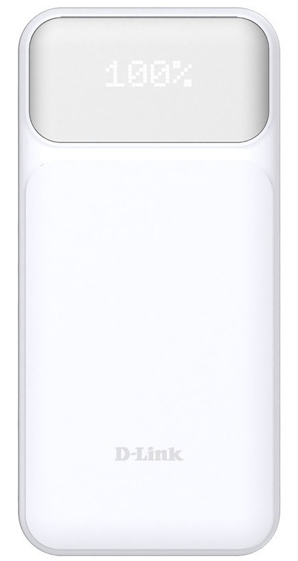 Powerbanka D-Link s kapacitou 20 000 mAh, bílá barva, podpora rychlého nabíjení