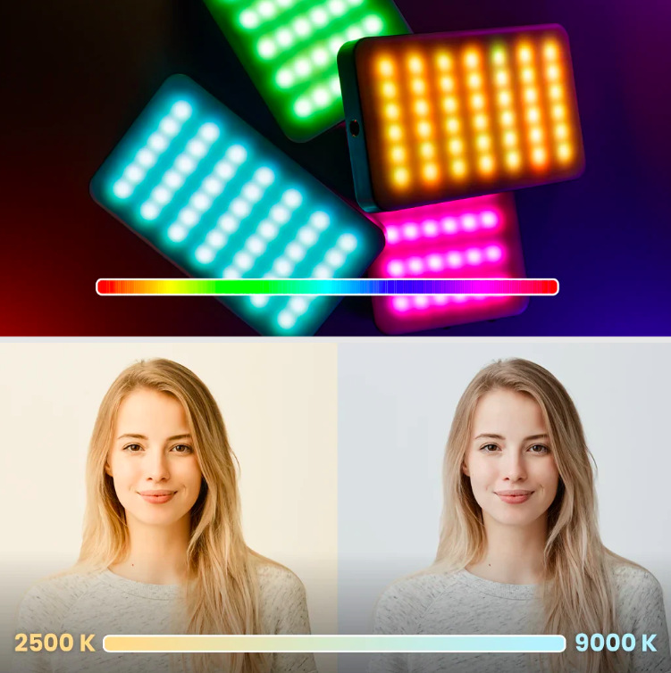Rollei LUMIS Mini Creator RGB s nastavitelnou teplotou světla od 2500 K do 9000 K a RGB režimem
