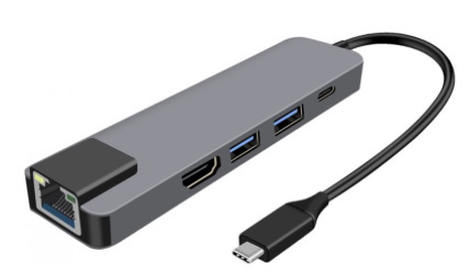 USB Hub WG USB-C/HDMI, RJ45, 2x USB 3.0, USB-C stříbrný