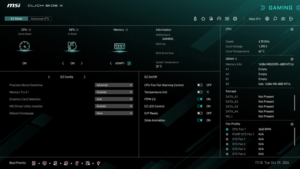 Systém Click BIOS X umožní nastavení připojených komponentů podle potřeby