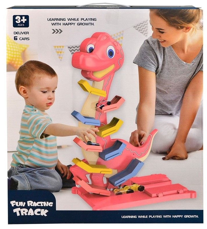 Autodráha Made 11004 dinosaurus s auty 6 ks