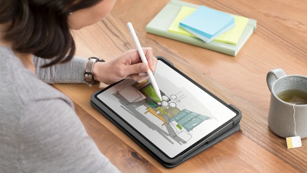 Pouzdro na tablet Logitech Slim Folio Pro na Apple iPad Pro 12.9" (3. a 4. gen.) UK šedé Pouzdro na tablet Logitech Slim Folio Pro na Apple iPad Pro 12.9" (3. a 4. gen.) UK šedé