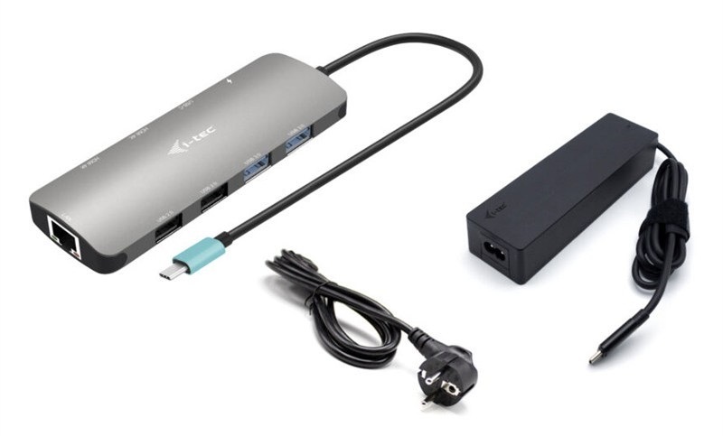 Dokovací stanice i-tec se dvěma HDMI výstupy, stříbrná barva