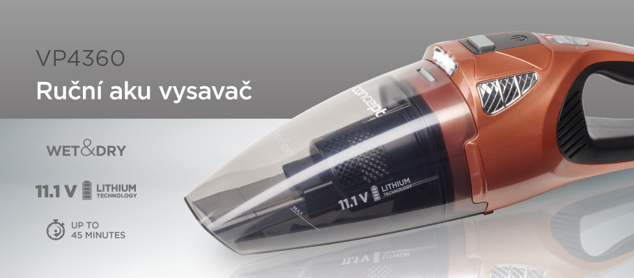 Akumulátorový vysavač Concept VP4360 šedý/hnědý