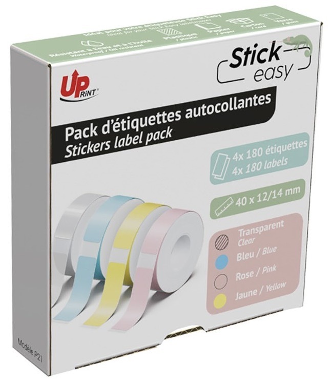 Etikety UPrint 14mmx40mm, 4x180 etiket, pro tiskárny etiket UPrint modrá/žlutá/růžová/průhledná