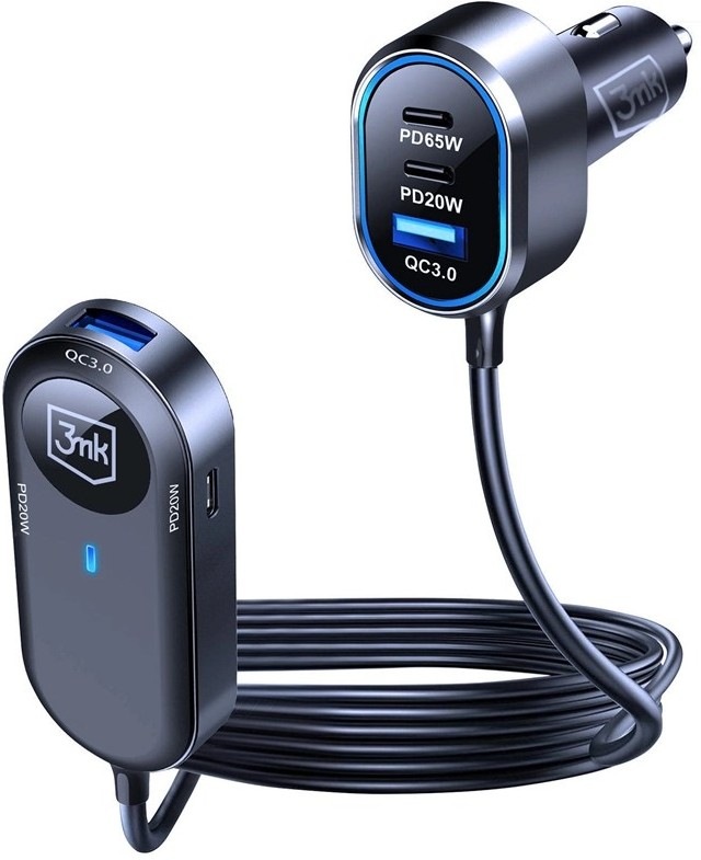 Adaptér do auta 3mk Double Car Charger o celkovém výkonu 135 W  dobije telefon i notebook