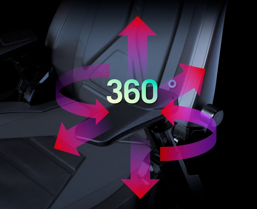 Herní židle Asus ROG Courser Core černá barva 4D područky s plnou 360° rotací a vícesměrným nastavením