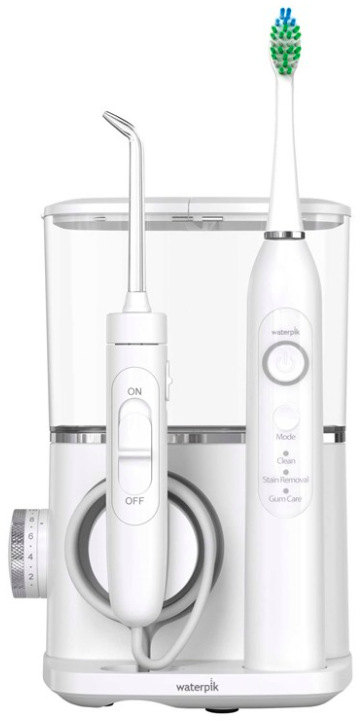 Ústní sprcha Waterpik CC04EU se sonickým kartáčkem Sensonic v bílém provedení